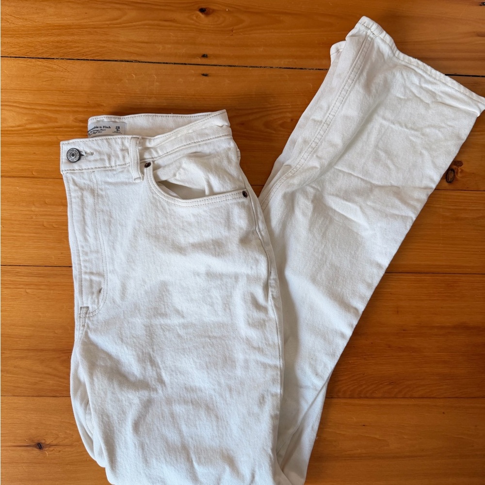 Abercrombie & Fitch Cream High Rise Jeans
